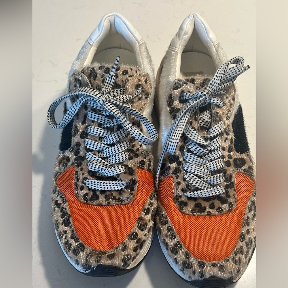 White Raven Willow Cheetah Cowhide Animal Print Sneaker size 7.5
